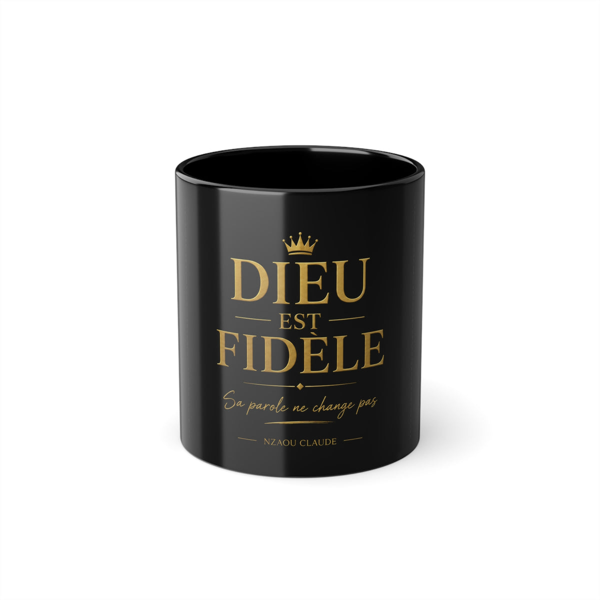 Black Mug "God is Faithful" – His Word Does Not Change | Nzaou Claude