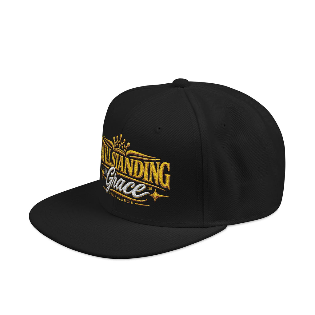 STILL STANDING BY GRACE™ Embroidered Snapback Cap – Nzaou Claude | Premium Faith Streetwear