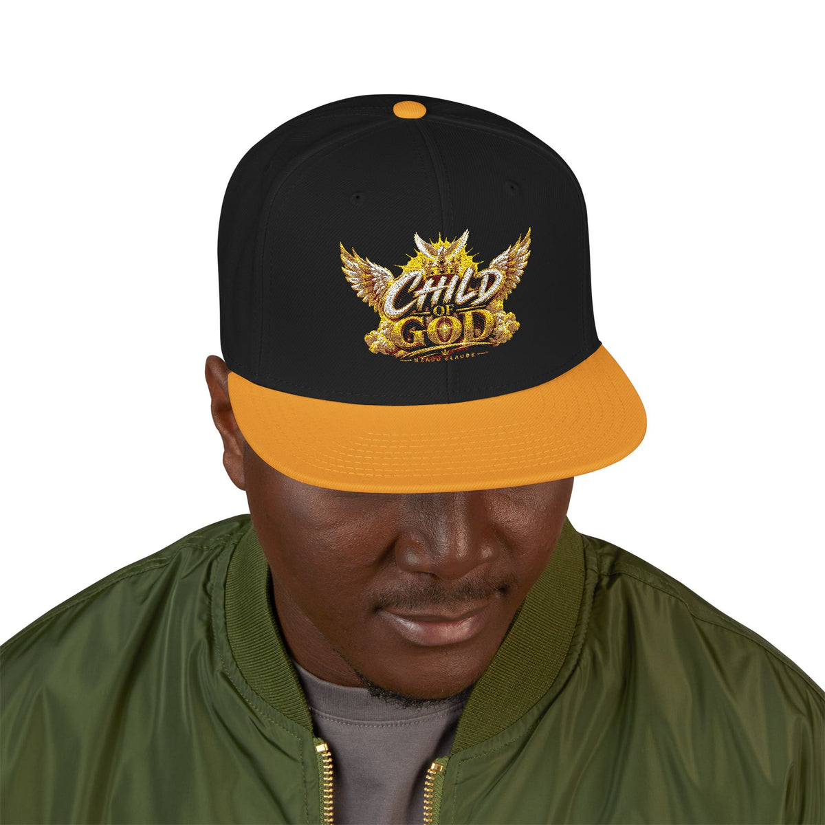 CHILD OF GOD — Embroidered Snapback Cap – Nzaou Claude | Premium Christian Streetwear