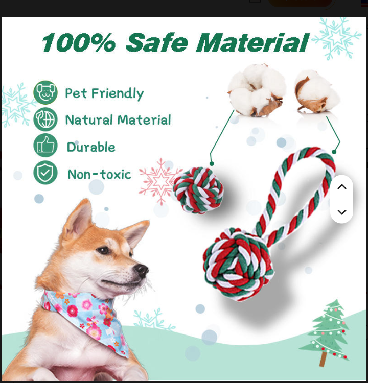 Christmas rope dog toy material and pet-friendly product features
